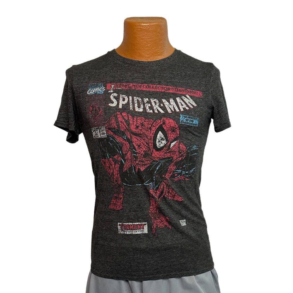 Marvel Comics Spiderman Gray Graphic T-shirt, Small, Pre-owned